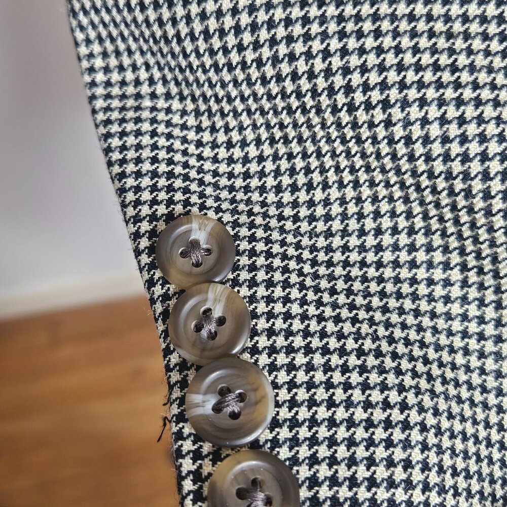 Lauren Ralph Lauren Mens Houndstooth Blazer 3-Button Wool Blend Size 42R Black & - Picture 5 of 16